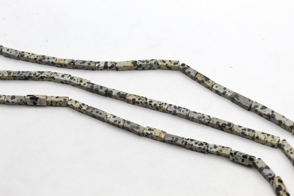 Dalmantian Jasper Rectangle 4 x 13 mm Gemstone Bead 16" Strand