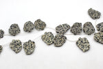 Dalmantian Jasper Leaf Side Hole 29 x 40 mm Gemstone Beads 16" Strand