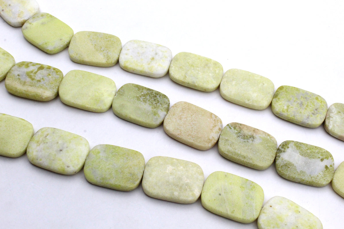 Lime Jasper Square Flat 21 x 29 mm Gemstone Beads 16" Strand