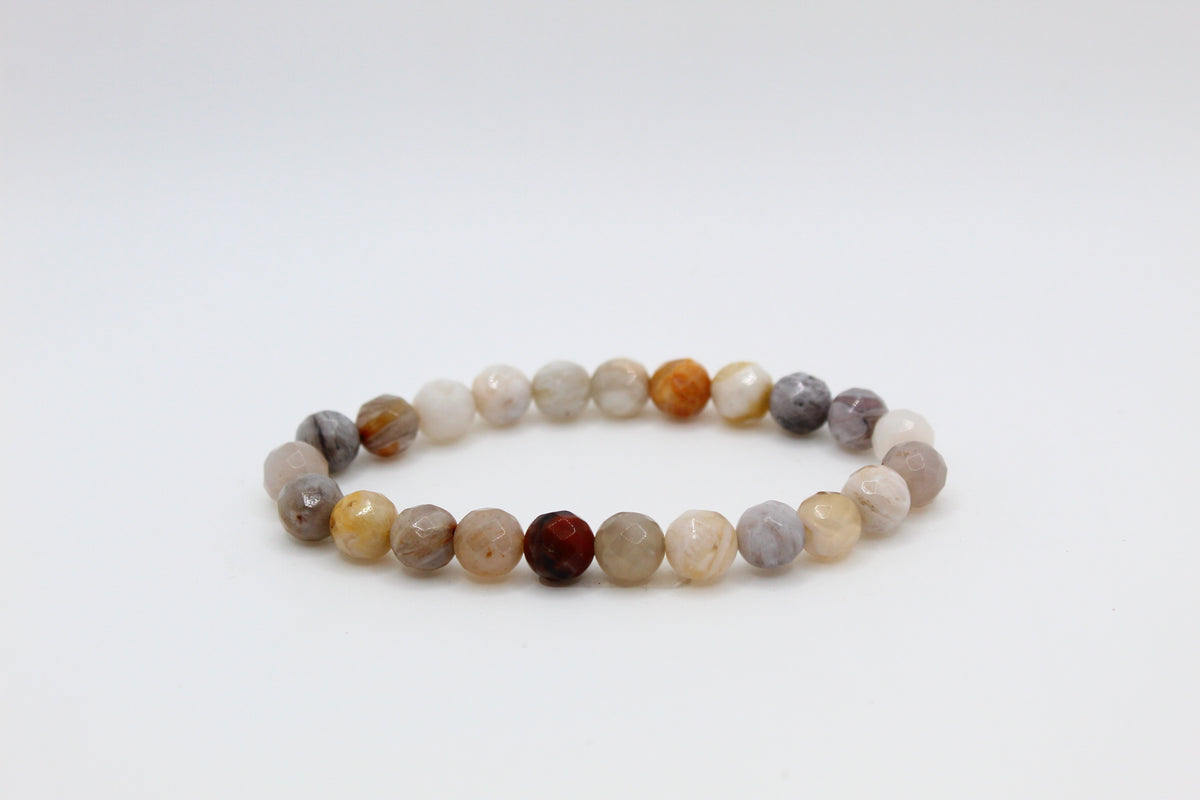 Bamboo Leaf Agate Faceted Bracelet