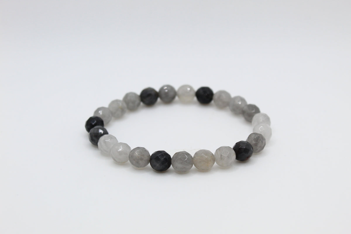 Cloudy Quardz Faceted Bracelet