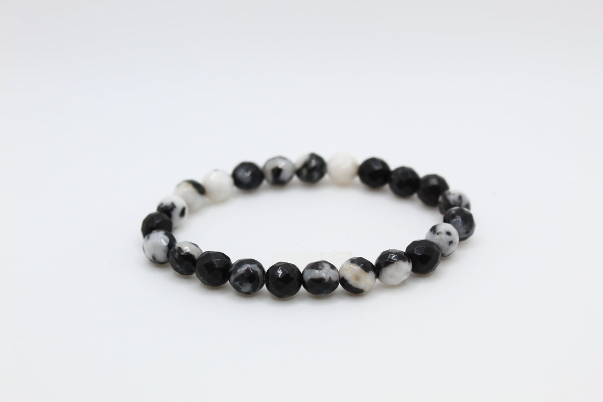 Black White Zebra Jasper Faceted Bracelet
