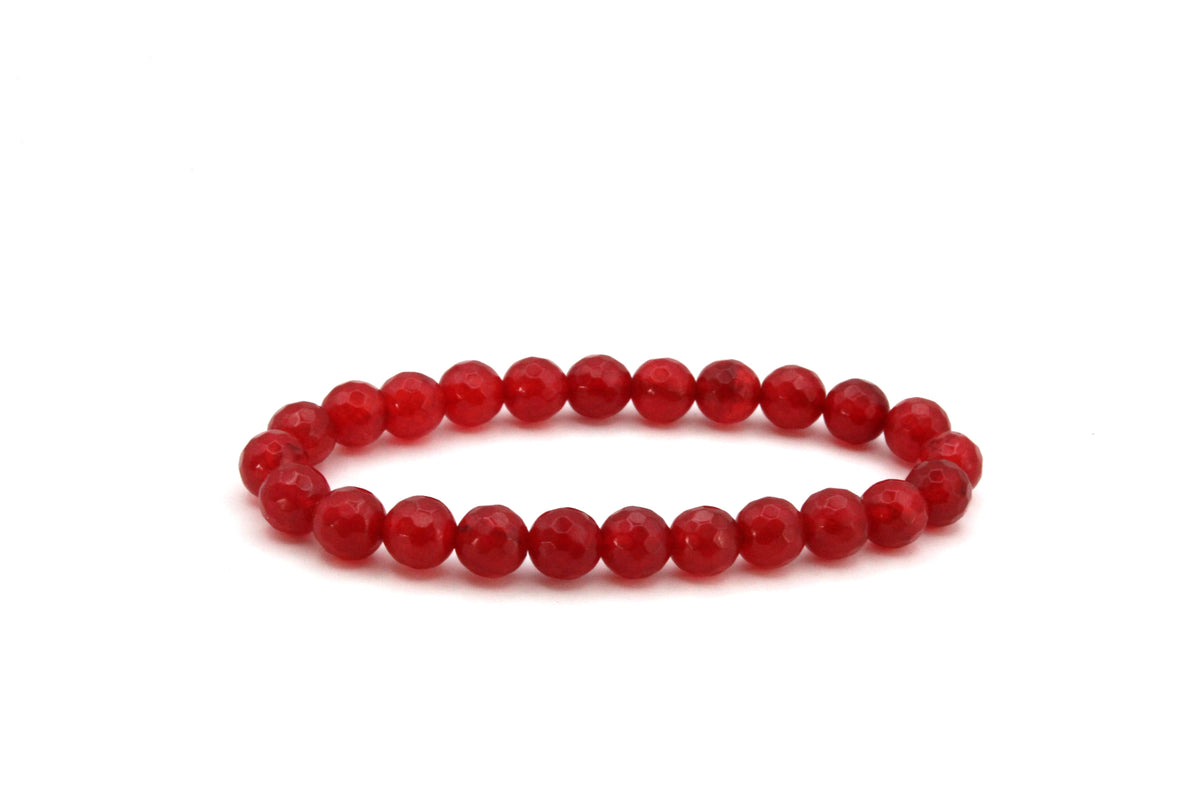 Red Dyed Round Faceted Bracelet