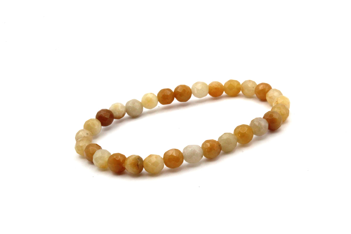 Yellow Jade Round Faceted Bracelet