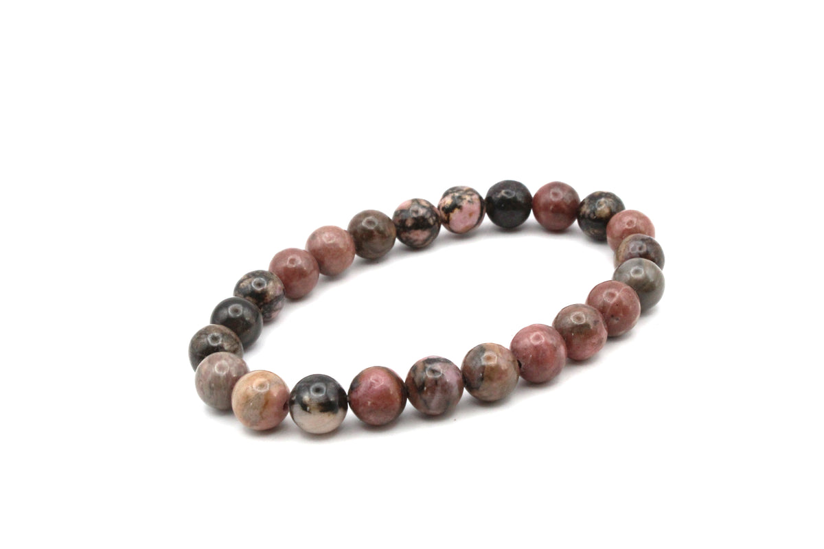 Black Rhodochrosite Round Smooth Bracelet