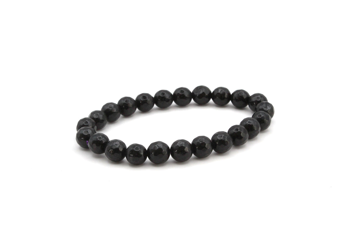 Black Dyed Round Faceted Bracelet