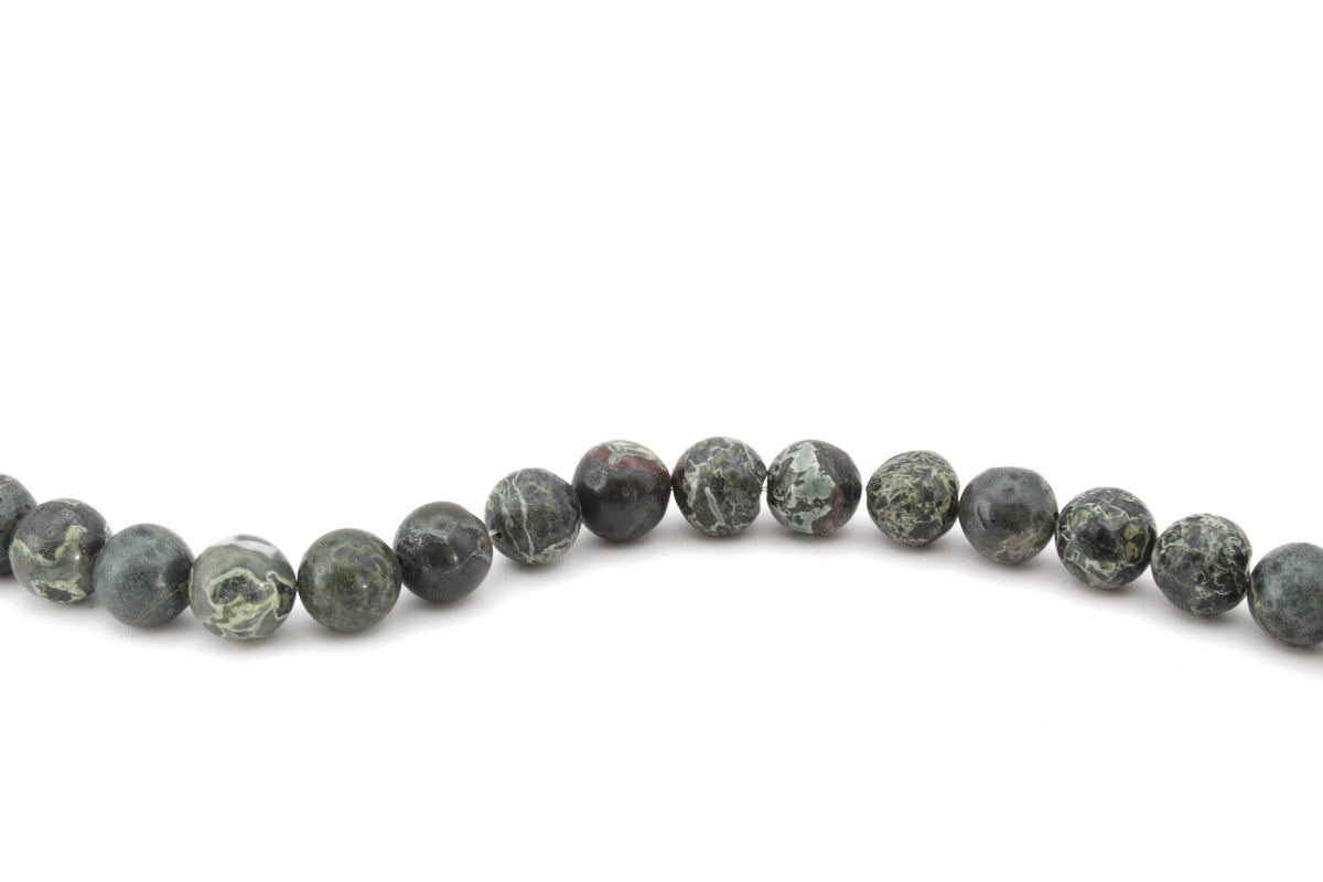 Green Leopard Skin Jasper Round Smooth Gemstone Beads 16'' Strand ***