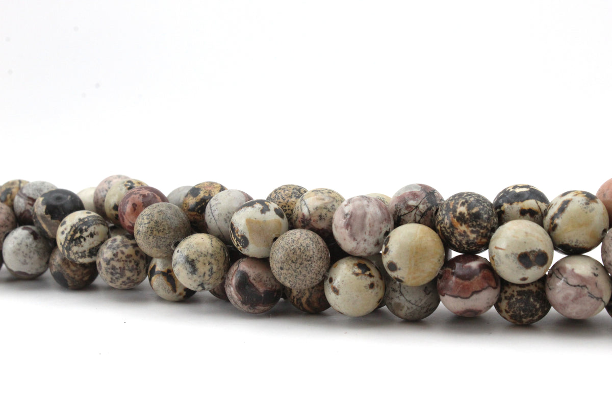 Leopard Skin Jasper Round Smooth 16'' Strand ***