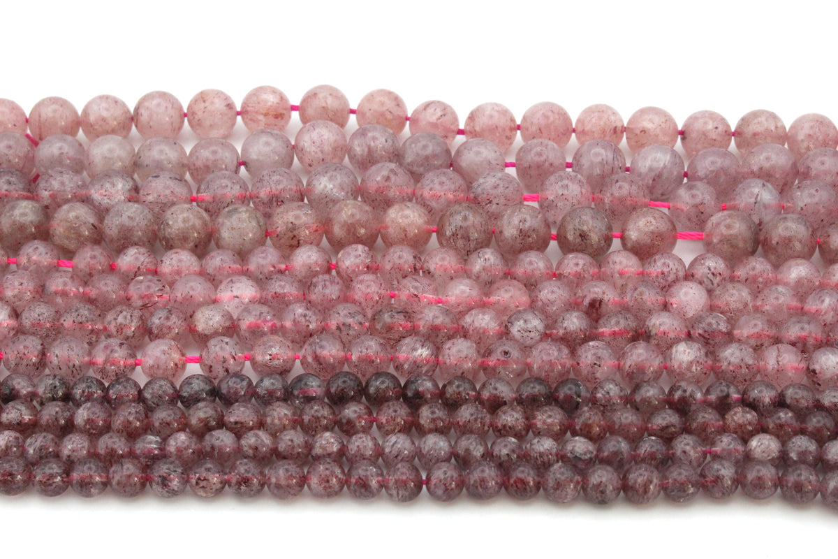 Cherry Quartz Round Smooth Gemstone Beads Half Strand ***