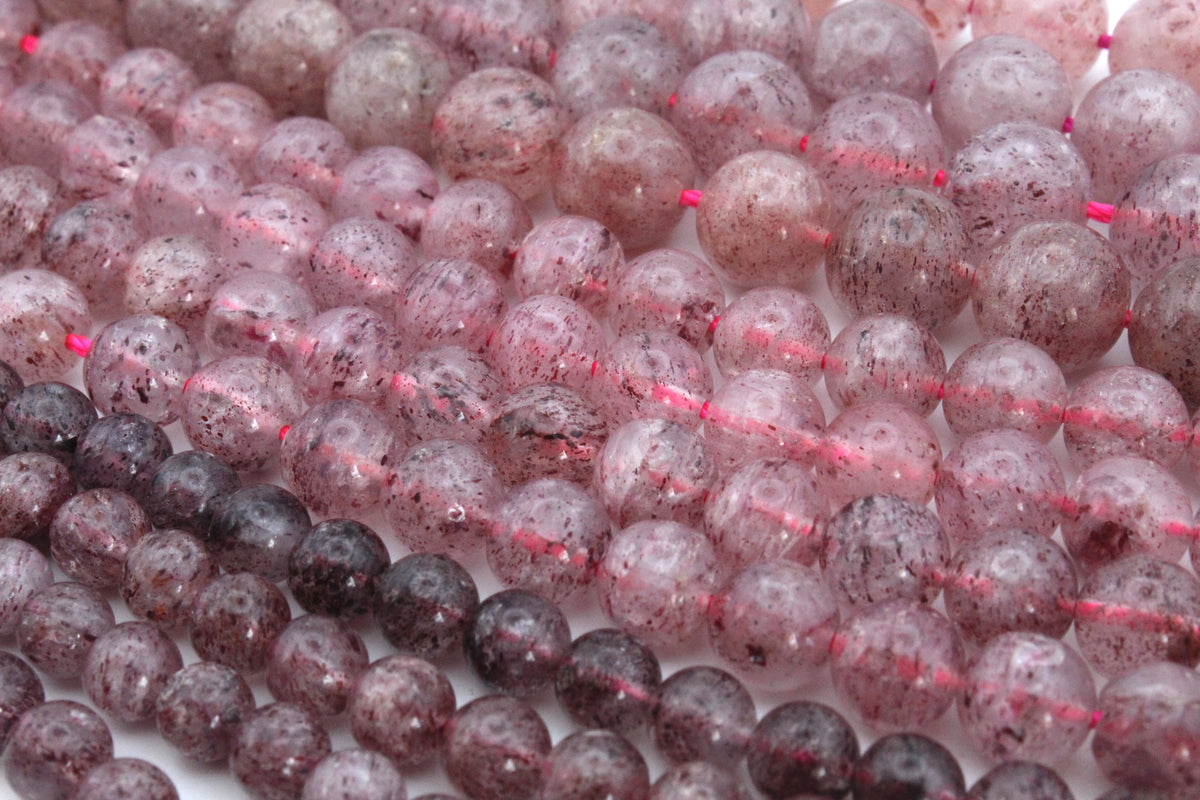 Cherry Quartz Round Smooth Gemstone Beads Half Strand ***