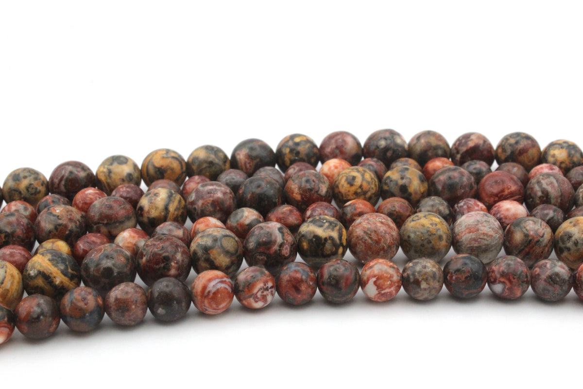 Red Leopard Skin Jasper Round Gemstone Beads 16'' Strand