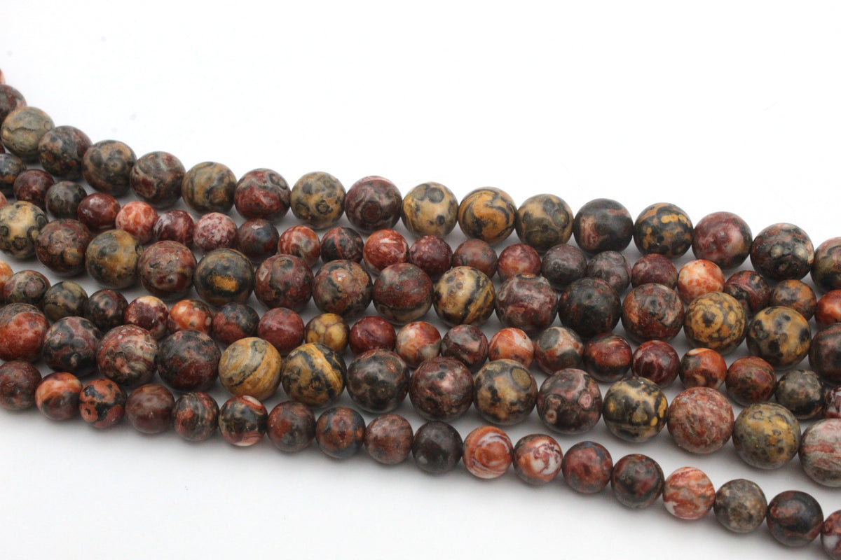 Red Leopard Skin Jasper Round Gemstone Beads 16'' Strand