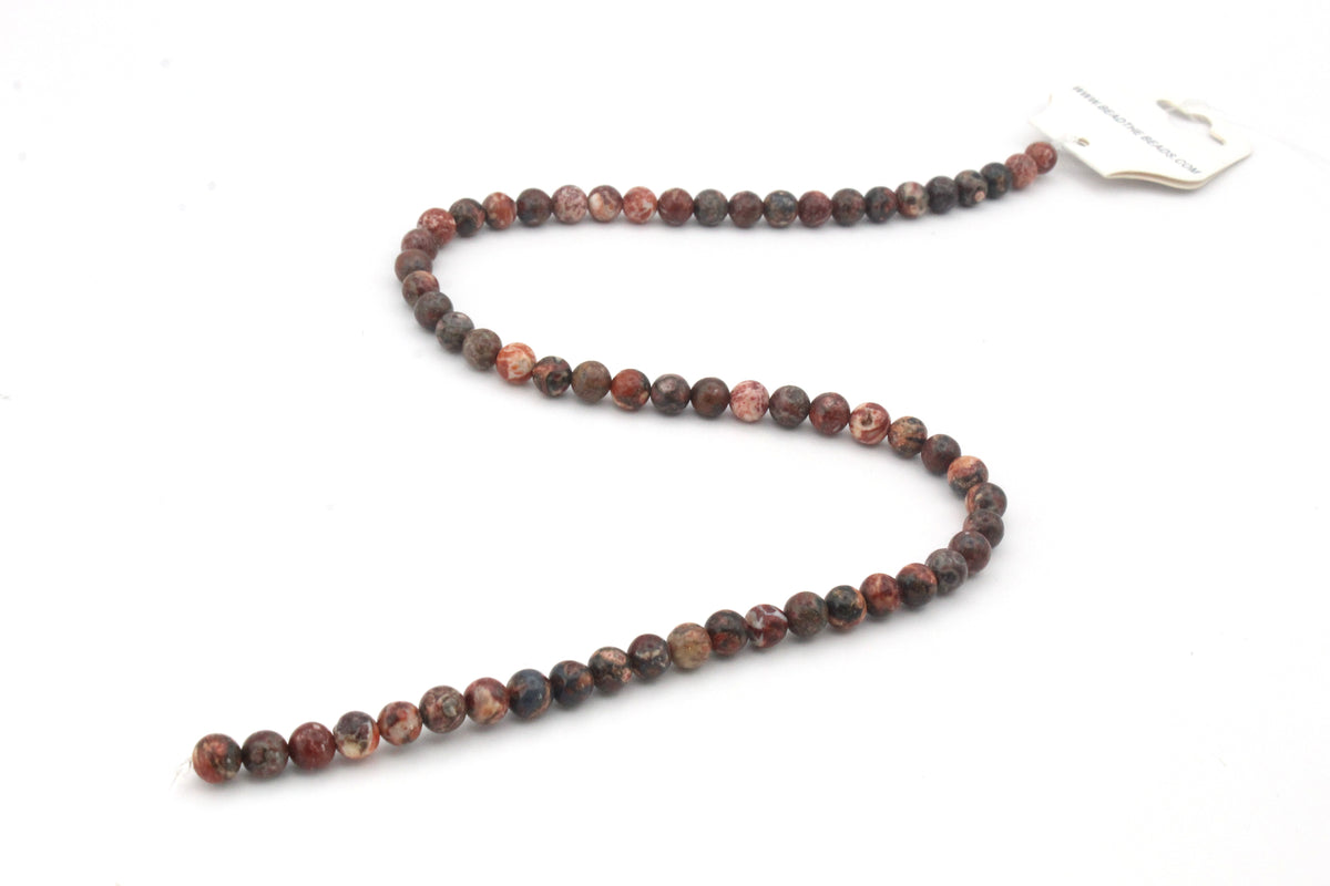 Red Leopard Skin Jasper Round Gemstone Beads 16'' Strand