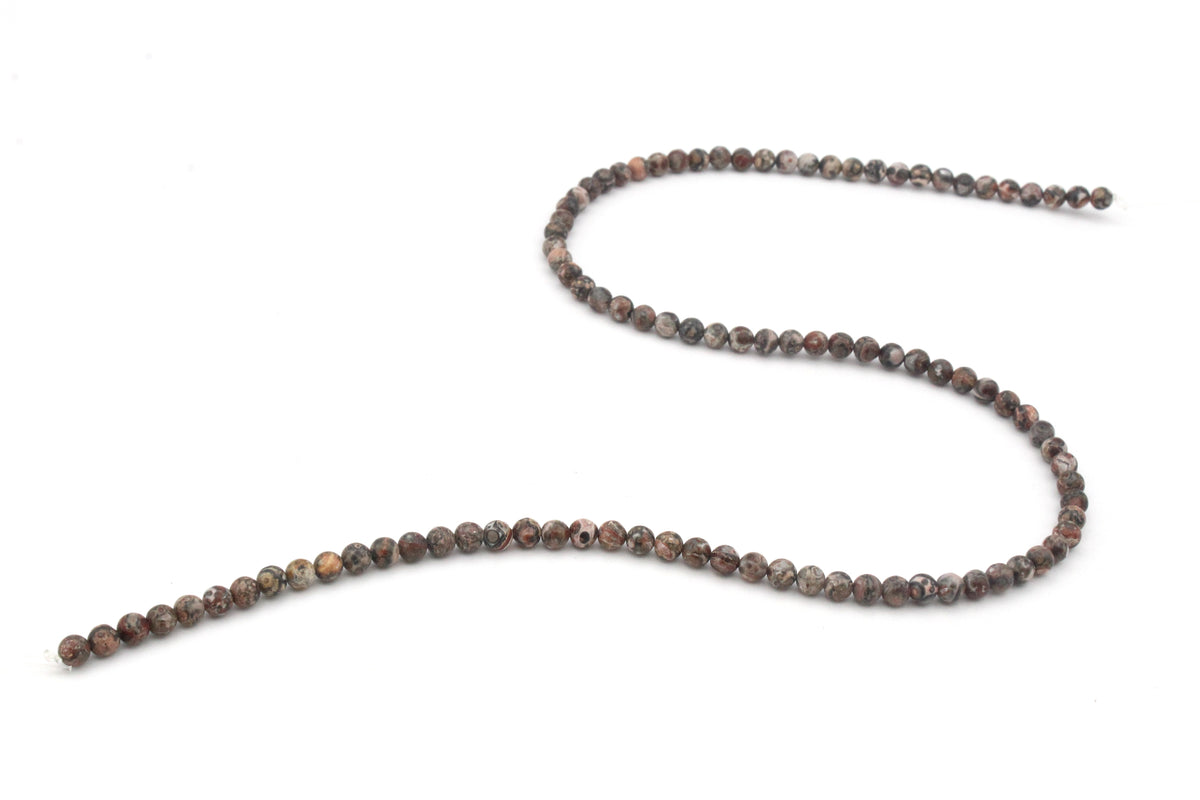 Red Leopard Skin Jasper Round Gemstone Beads 16'' Strand
