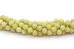 Yellow Jade Round Gemstone Beads 16" Strand