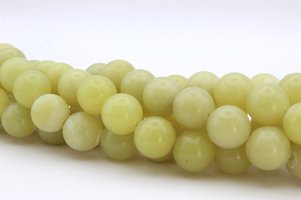 Yellow Jade Round Gemstone Beads 16" Strand