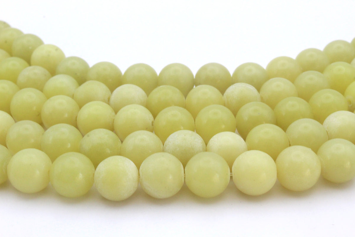 Yellow Jade Round Gemstone Beads 16" Strand