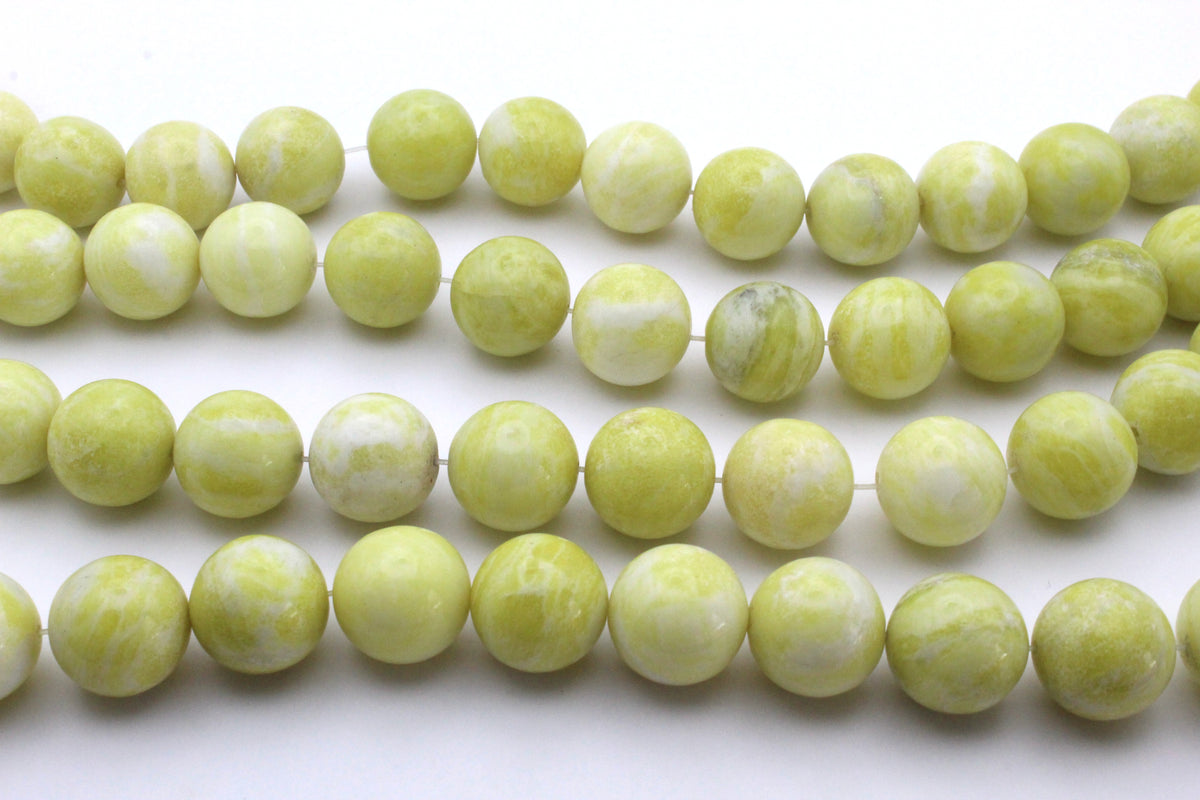 Lime Jade Round Gemstone Beads 16" Strand