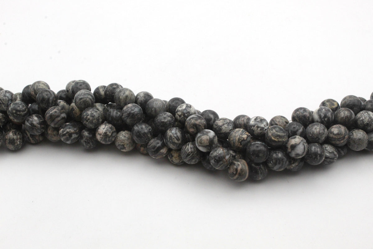 Pink Leopard Skin Jasper Round Gemstone Beads 16" Strand