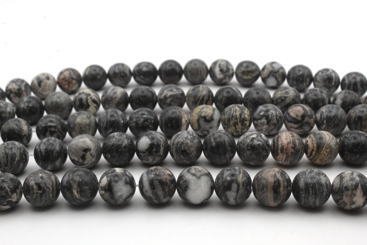 Pink Leopard Skin Jasper Round Gemstone Beads 16" Strand