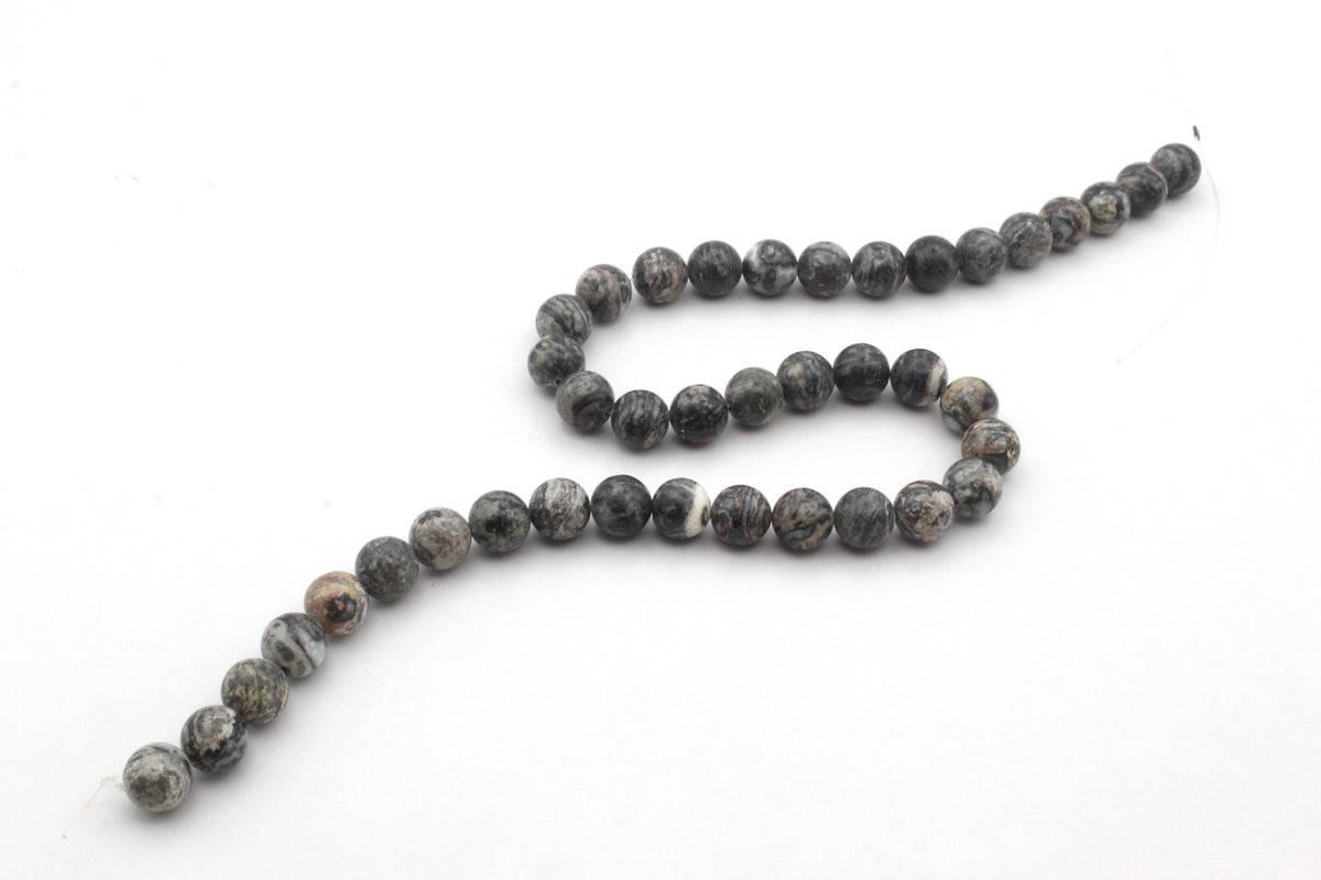 Pink Leopard Skin Jasper Round Gemstone Beads 16" Strand