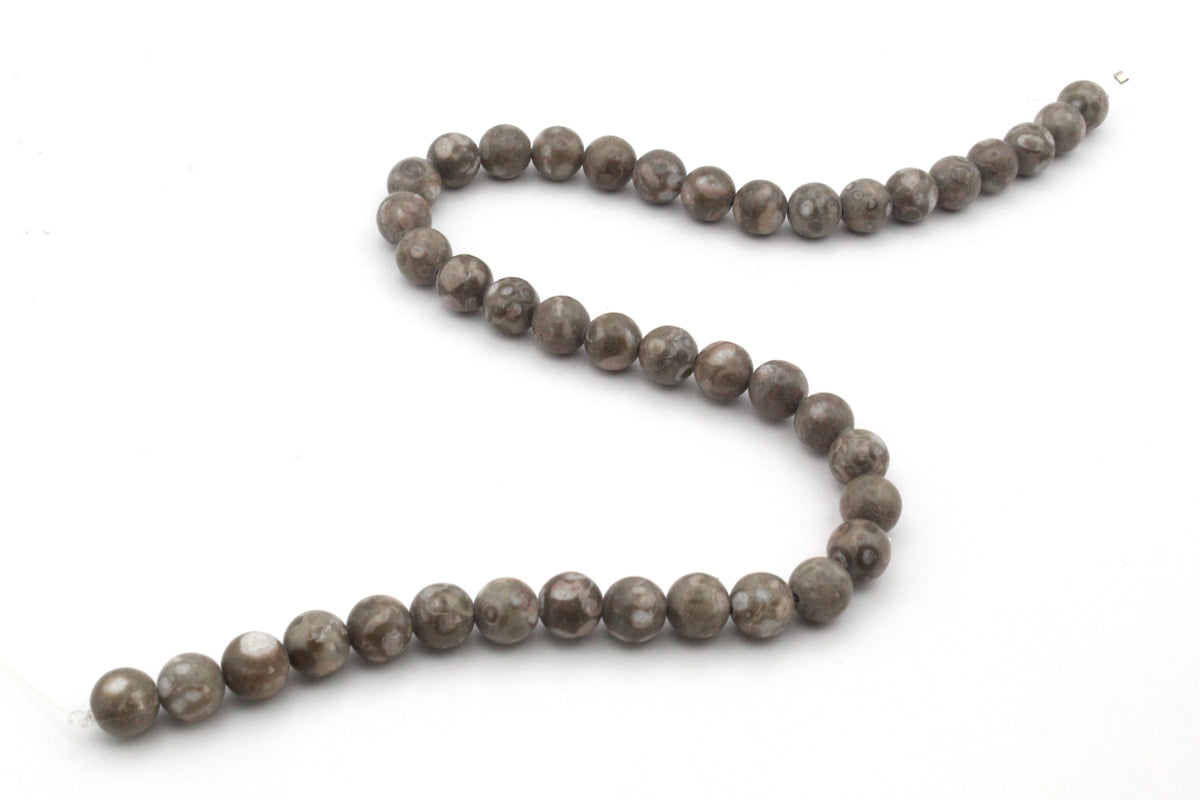 Dark Leopard Skin Jasper Round Gemstone Beads 16" Strand