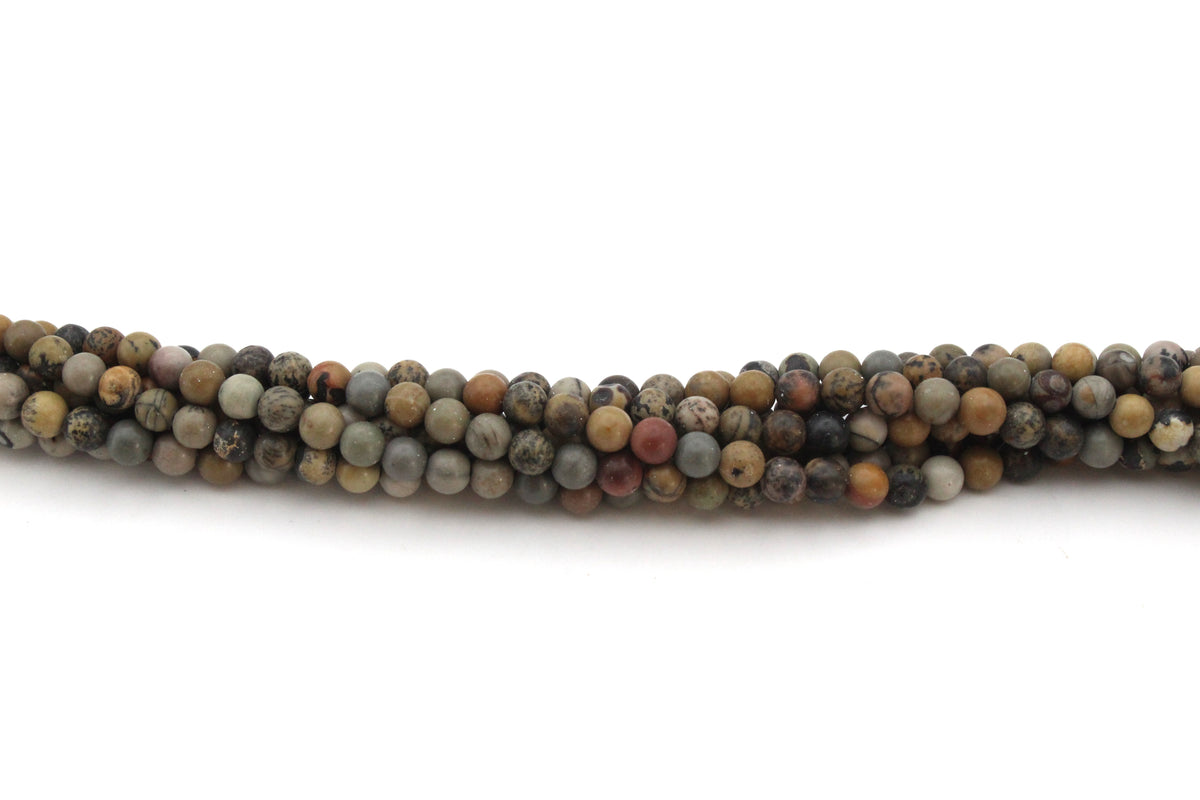 Paint Brush Jasper Round Gemstone Beads 16" Strand