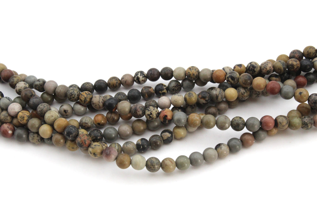 Paint Brush Jasper Round Gemstone Beads 16" Strand