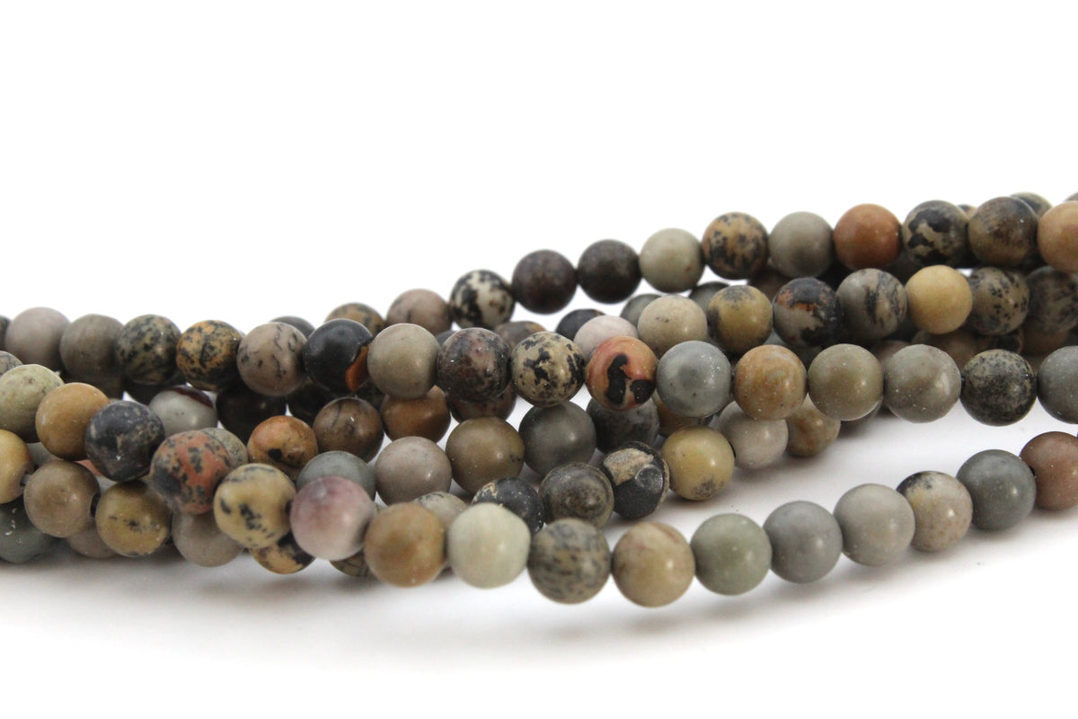 Paint Brush Jasper Round Gemstone Beads 16" Strand