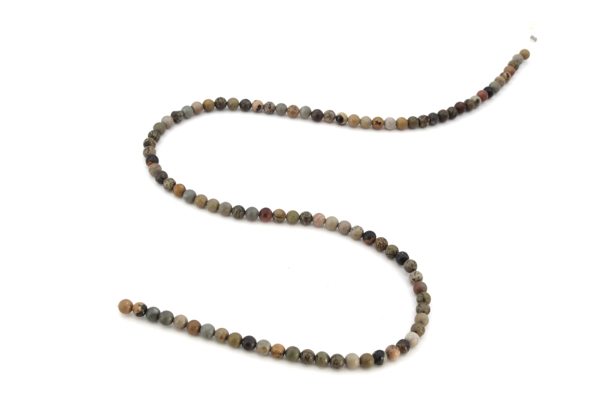 Paint Brush Jasper Round Gemstone Beads 16" Strand