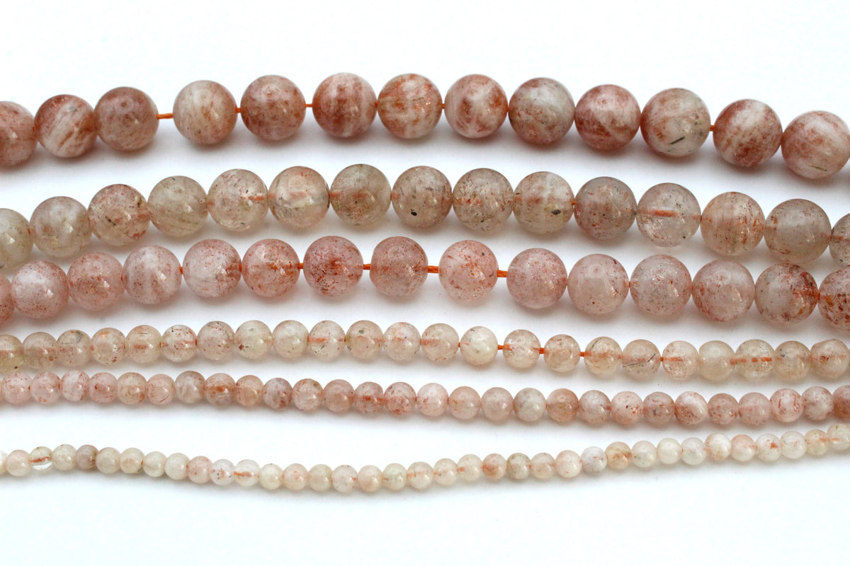 Sunstone Round Gemstone Beads 16" Strand