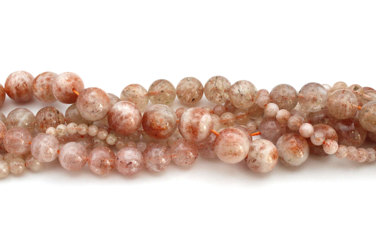 Sunstone Round Gemstone Beads 16" Strand