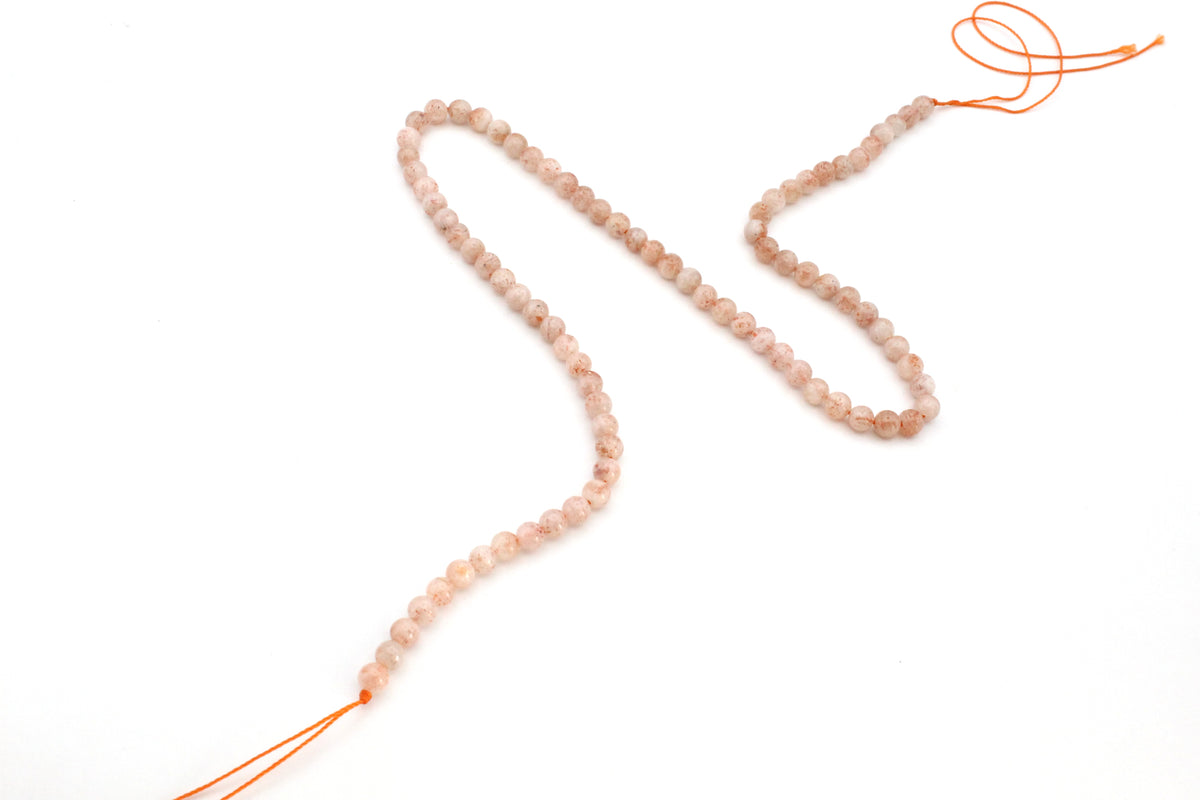 Sunstone Round Gemstone Beads 16" Strand