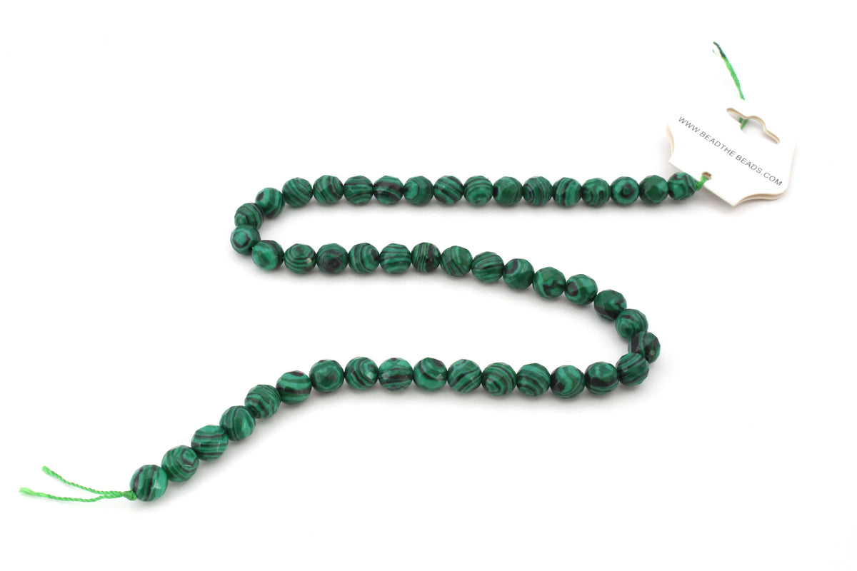 Syn Malachite Round Faceted, 16 inches Strand