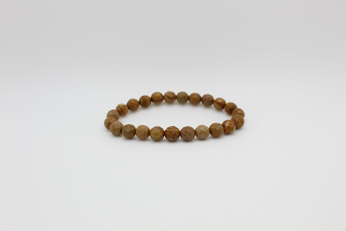 Wood Grain Jasper Faceted Bracelet