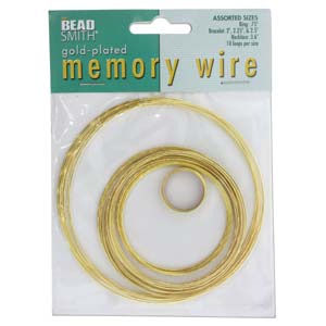MEMORY WIRE ASST 5 SIZES 10 LOOPS EACH GOLD COLOR