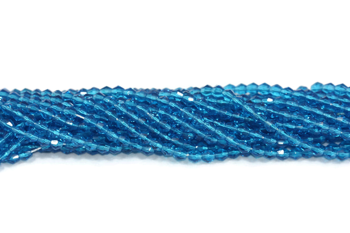Deep Sea Blue Czech Glass Faceted Bicone Beads 4 mm