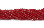 Dark Cherry Red Czech Glass Faceted Oval Beads 4 mm