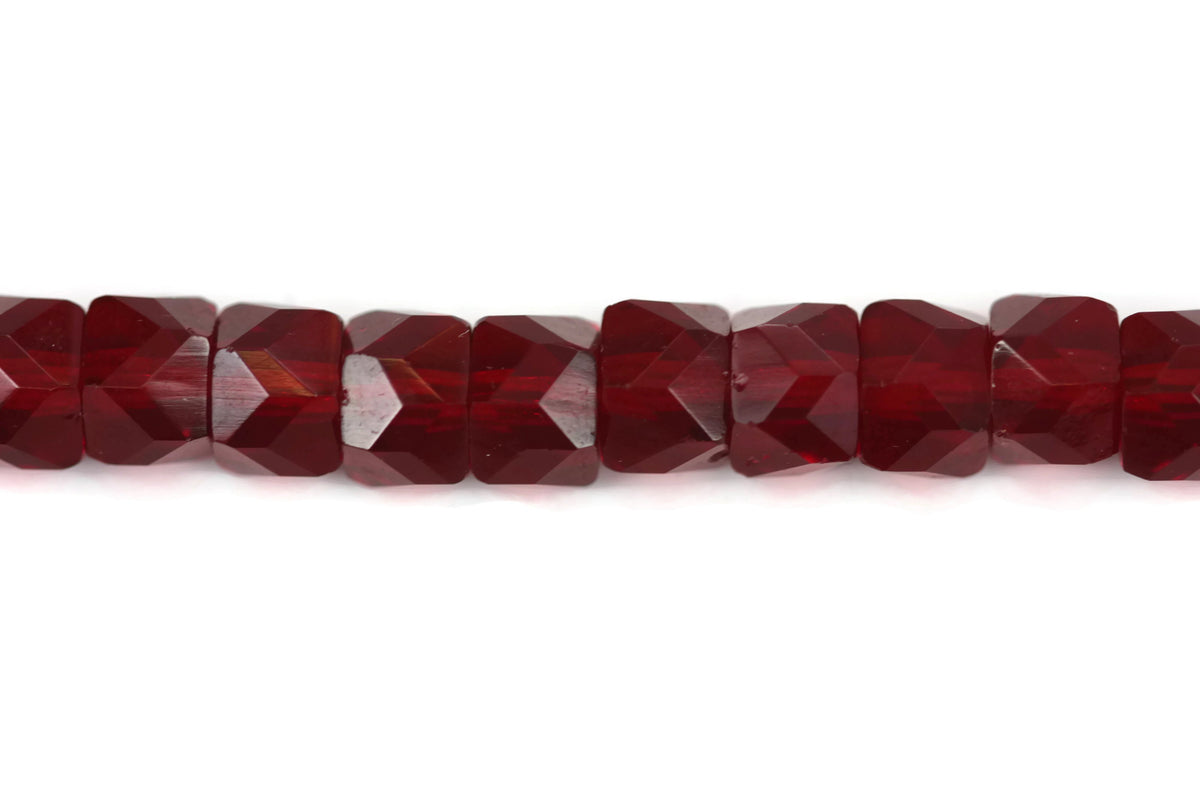 Dark Cherry Red Czech Glass Faceted Rondelle Beads 8 mm