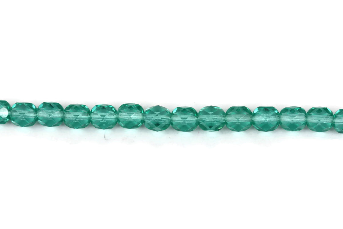 Aqua Blue Czech Glass Faceted Oval Beads 6 mm 8" strand