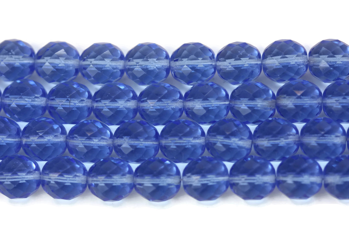 Royal Blue Czech Glass Faceted Round Beads 12 mm