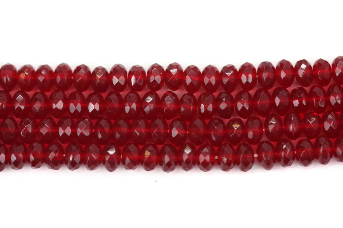 Dark Cherry Red Czech Glass Faceted Rondelle Beads 7 mm