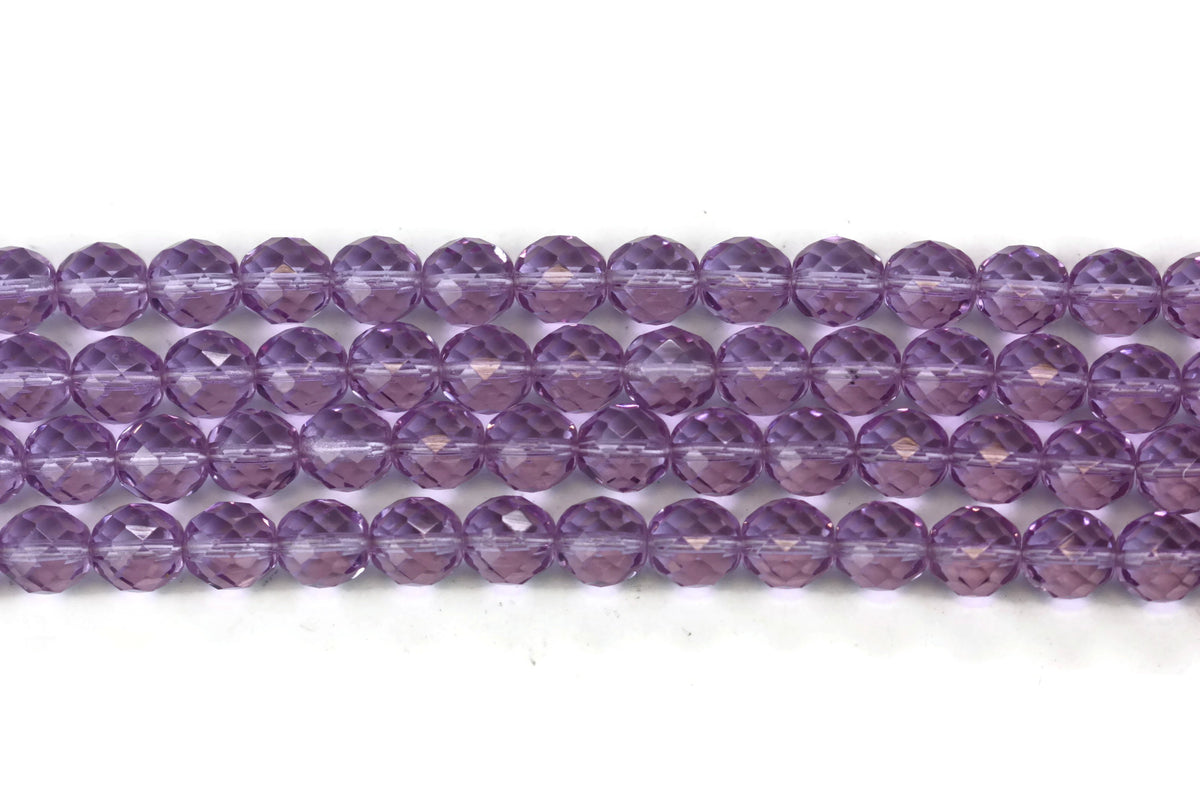 Very Light Purple Czech Glass Faceted Round Beads 10 mm