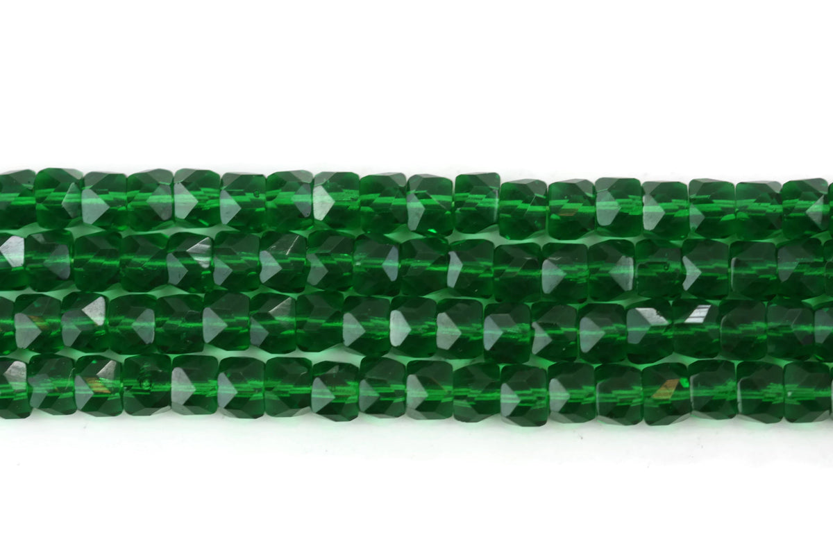 Emerald Green Czech Glass Faceted Rondelles Beads 8 mm 7.5" strand