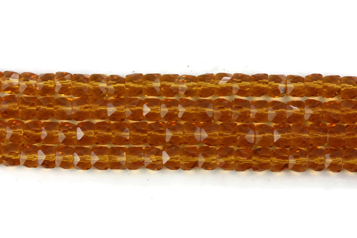 Carrot Orange Czech Glass Faceted Rondelle Beads 8 mm 7" strand