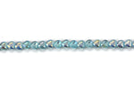 Aqua Iridescent Czech Glass Heart Shaped Beads 6 mm 8" strand