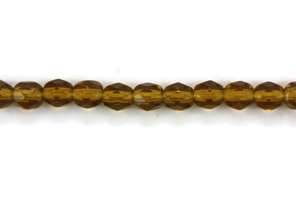 Mustard Yellow Czech Glass Faceted Oval Beads 4 mm 8.5" strand