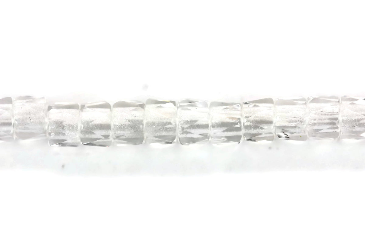 White Czech Glass Faceted Rondelle Beads 6 mm 8.5" strand