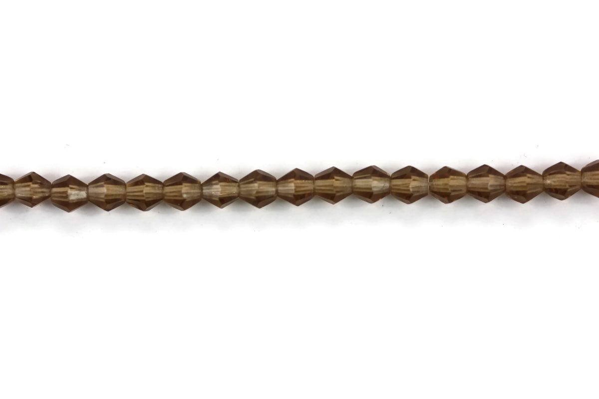 Caramel Brown Czech Glass Faceted Bicone Beads 4 mm 8" strand