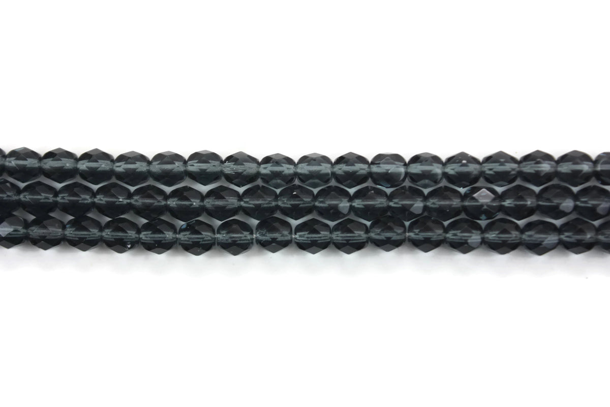 Montana Blue Czech Glass Faceted Oval Beads 6 mm 8" strand